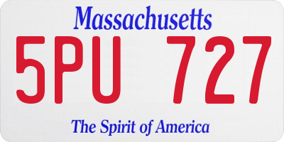 MA license plate 5PU727