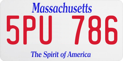 MA license plate 5PU786