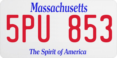 MA license plate 5PU853