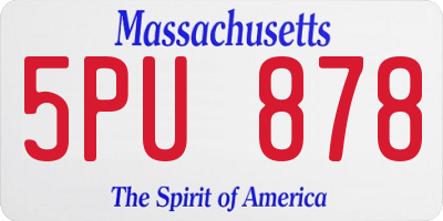 MA license plate 5PU878