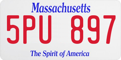 MA license plate 5PU897