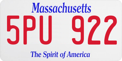 MA license plate 5PU922
