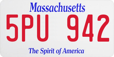 MA license plate 5PU942