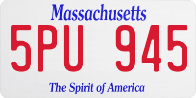 MA license plate 5PU945