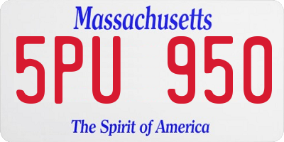 MA license plate 5PU950