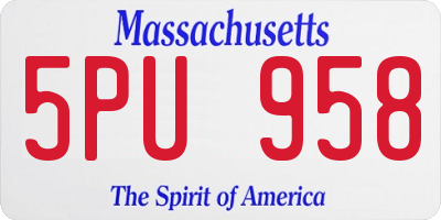 MA license plate 5PU958