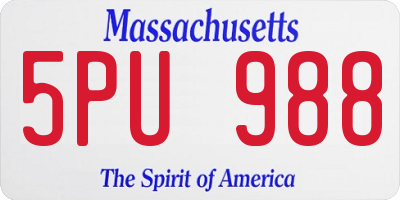 MA license plate 5PU988
