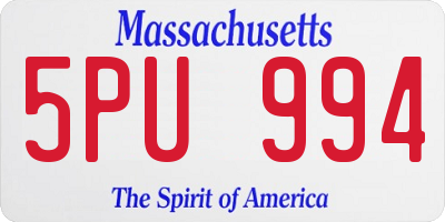 MA license plate 5PU994