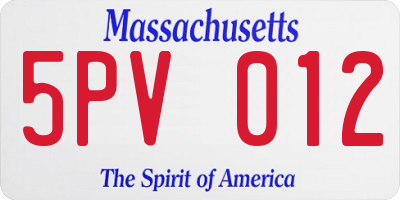MA license plate 5PV012