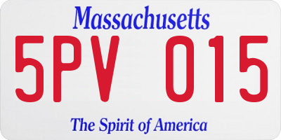 MA license plate 5PV015