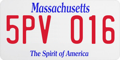 MA license plate 5PV016