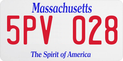 MA license plate 5PV028