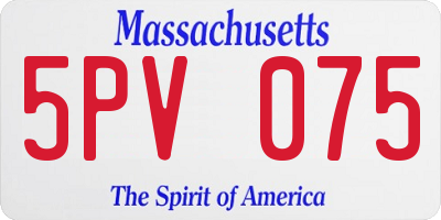 MA license plate 5PV075