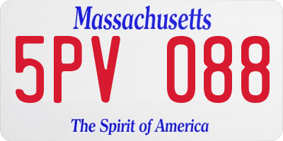 MA license plate 5PV088