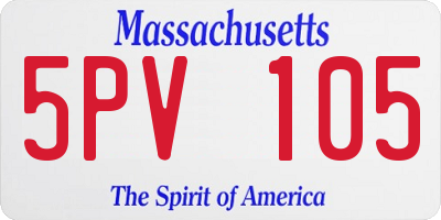 MA license plate 5PV105
