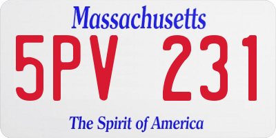 MA license plate 5PV231