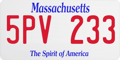 MA license plate 5PV233