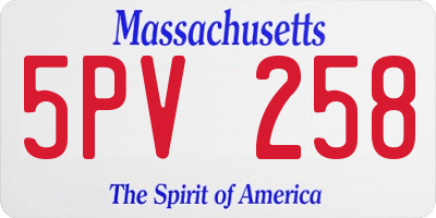 MA license plate 5PV258
