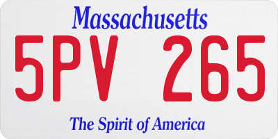 MA license plate 5PV265