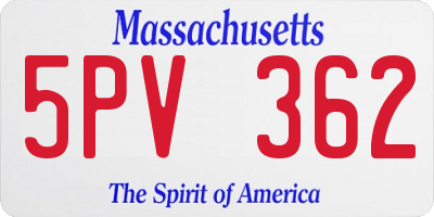 MA license plate 5PV362