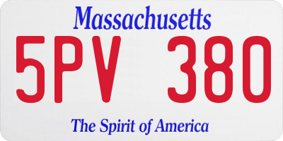 MA license plate 5PV380