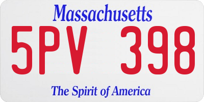 MA license plate 5PV398