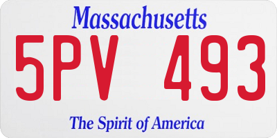 MA license plate 5PV493