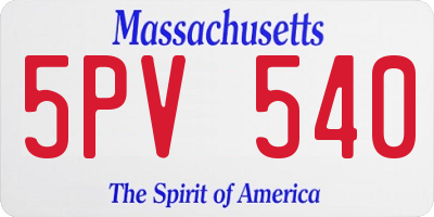 MA license plate 5PV540
