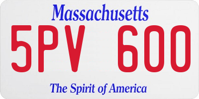 MA license plate 5PV600