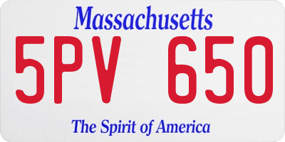 MA license plate 5PV650
