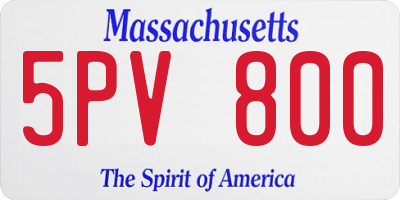 MA license plate 5PV800