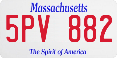 MA license plate 5PV882