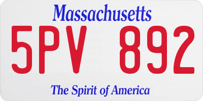 MA license plate 5PV892