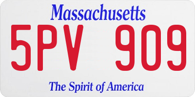 MA license plate 5PV909