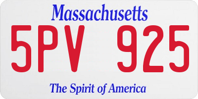 MA license plate 5PV925