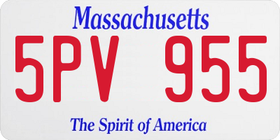 MA license plate 5PV955