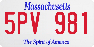 MA license plate 5PV981