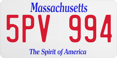 MA license plate 5PV994