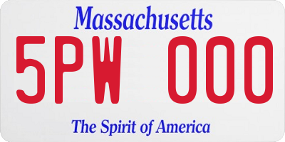 MA license plate 5PW000