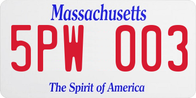 MA license plate 5PW003