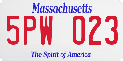 MA license plate 5PW023