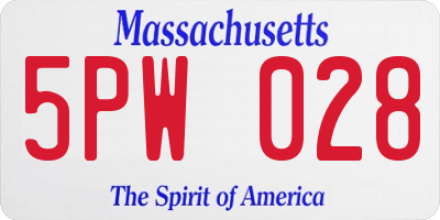 MA license plate 5PW028