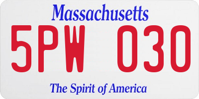 MA license plate 5PW030