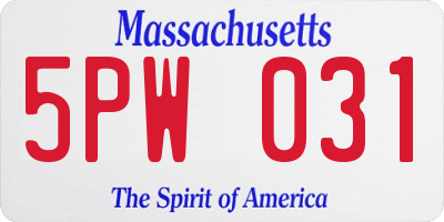 MA license plate 5PW031