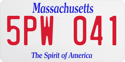 MA license plate 5PW041