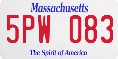 MA license plate 5PW083
