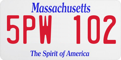 MA license plate 5PW102