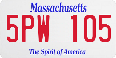 MA license plate 5PW105