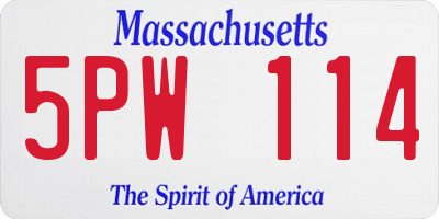MA license plate 5PW114