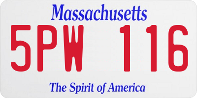 MA license plate 5PW116